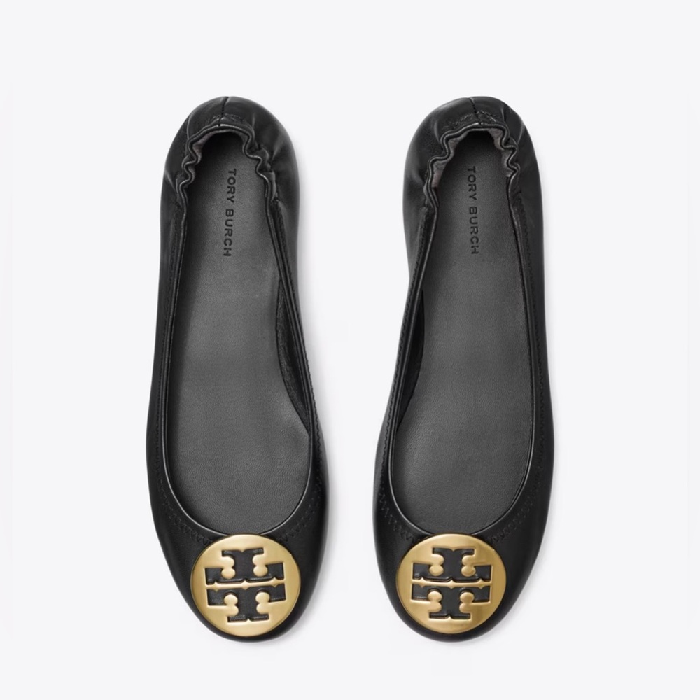 TORY BURCH Classic Reva Ballet Flats in Black. Size 7.5
